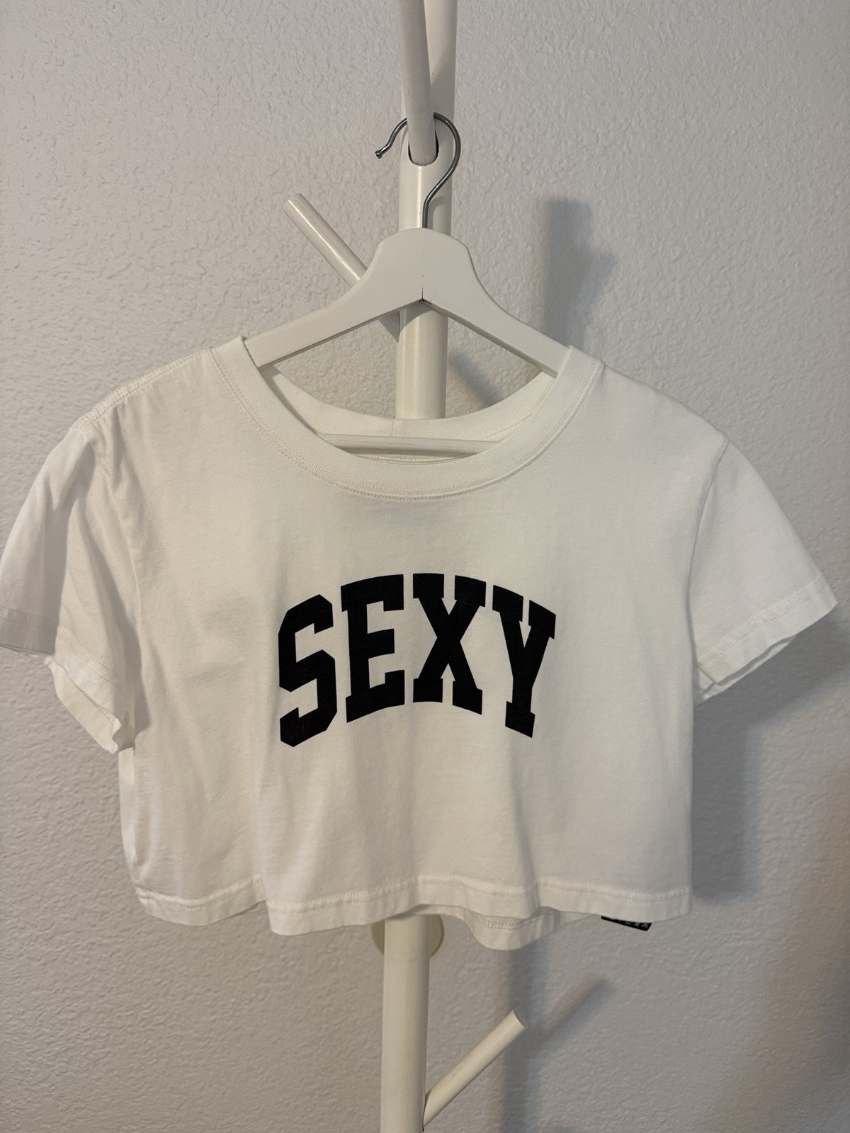 SMFK-Model White Short T-Shirt Sexy Graphic White Size L NWOT