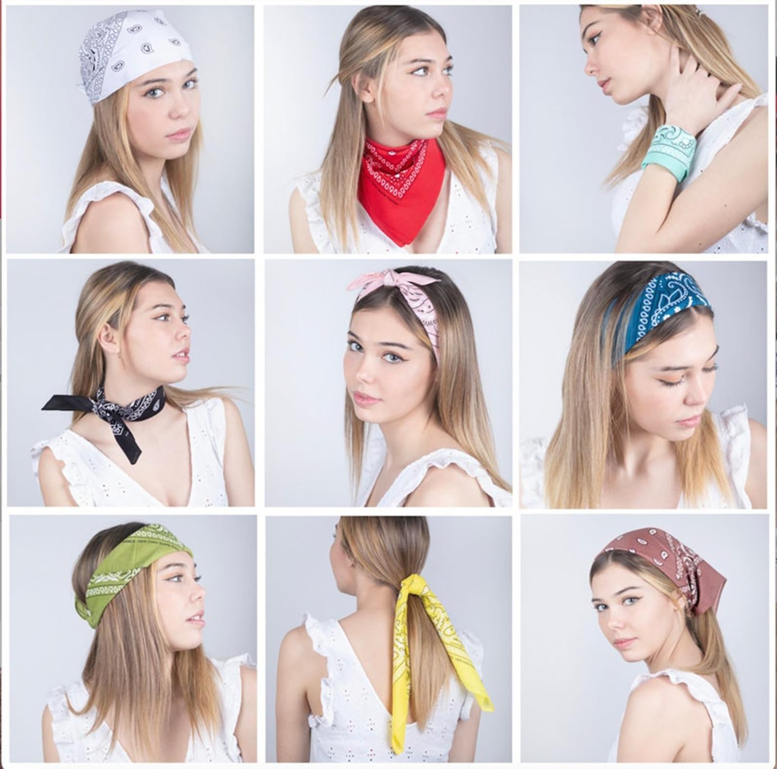16PCS Bandanas Unisex Paisley Bandanas Bulk Multi-Purpose Headband Cowboy Hea... gallery