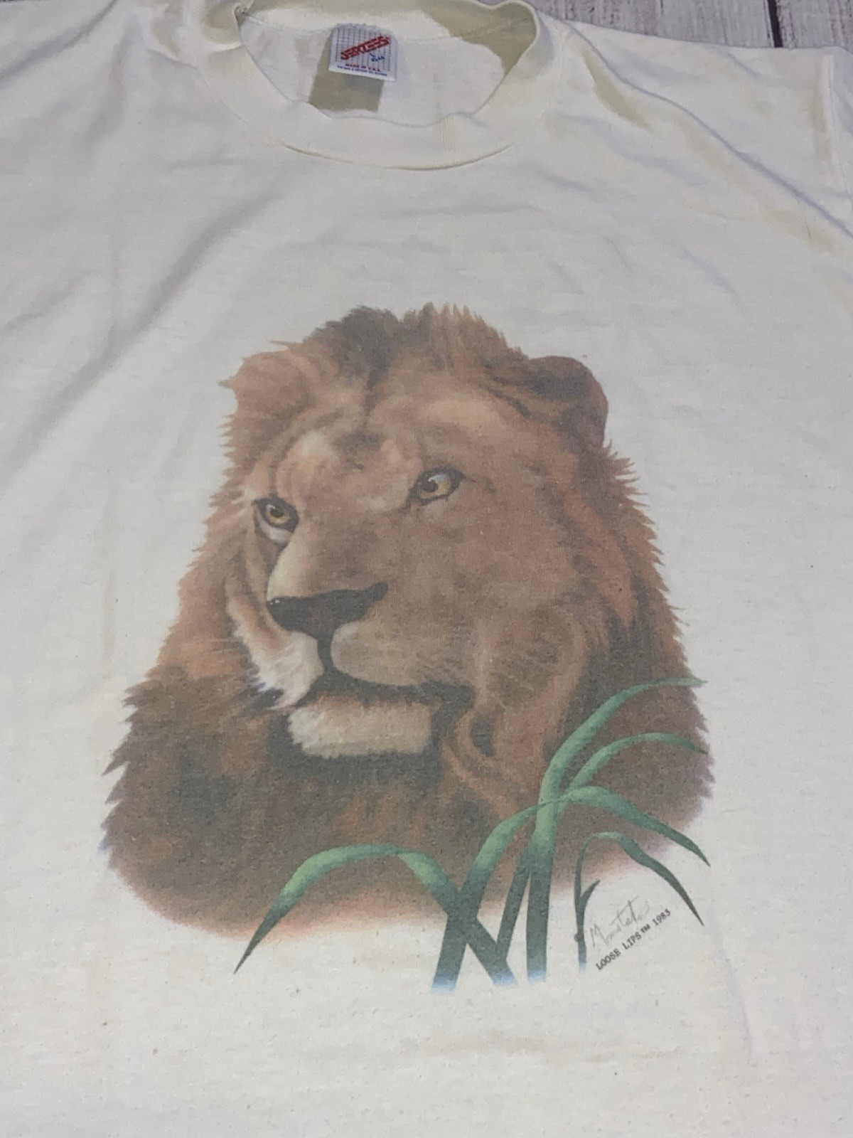 Vintage 1983 Lion Nature T Shirt Size Large Jerzees Tag, Loose Lips Nature Art gallery