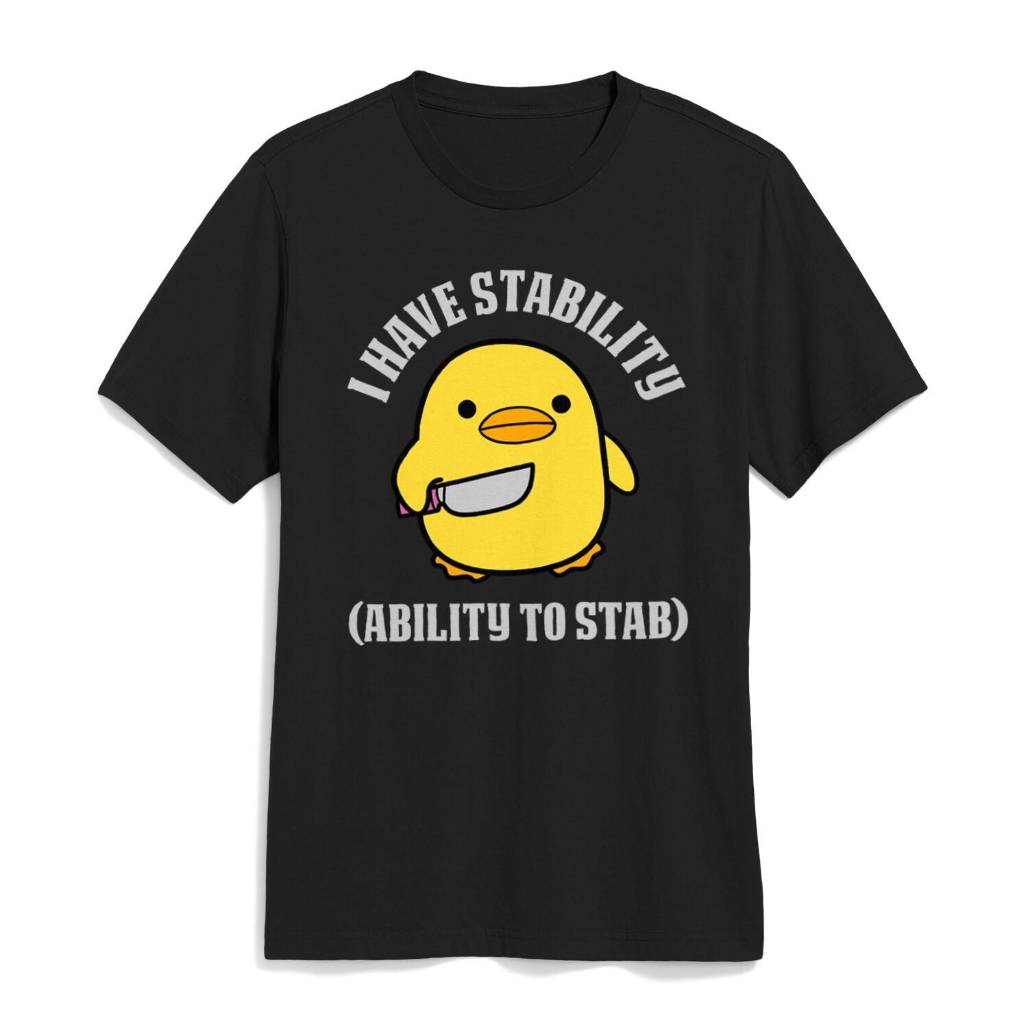 Retro I Have Stability Ability To Stab Shirt Humor Duck With Knife Meme T-Shirt