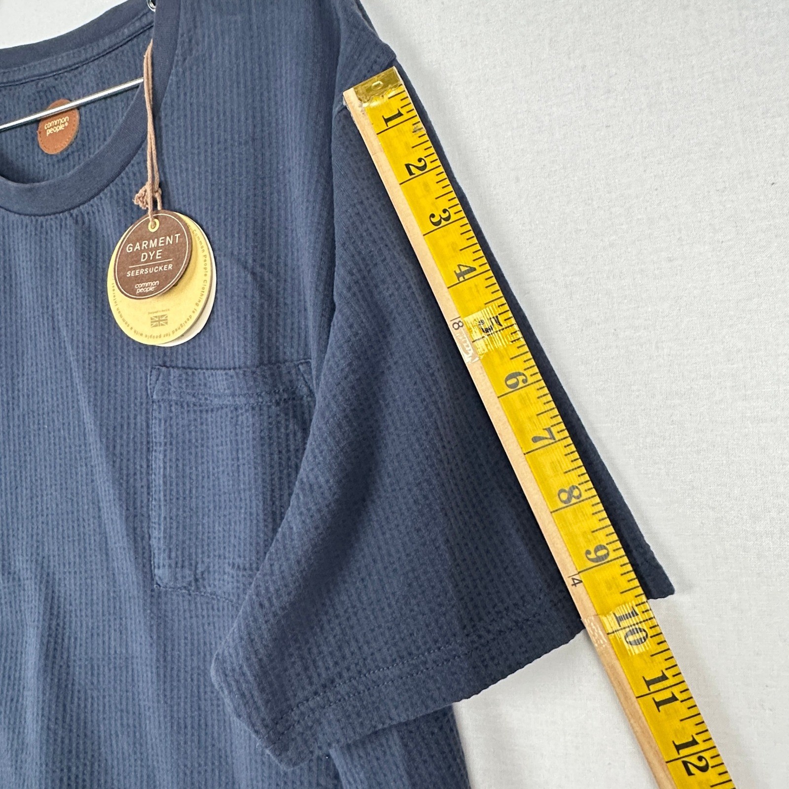 Common People Seersucker Pocket T Shirt Navy Blue Men's XL gallery