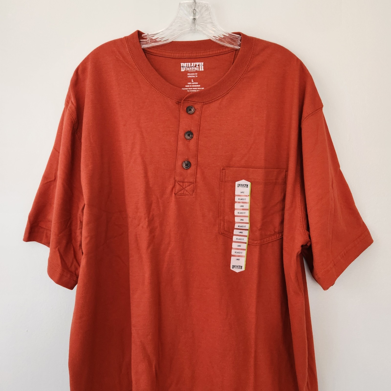 Duluth Trading Henley Shirt Men's L Orange Longtail T Outdoors Workwear Sturdy gallery