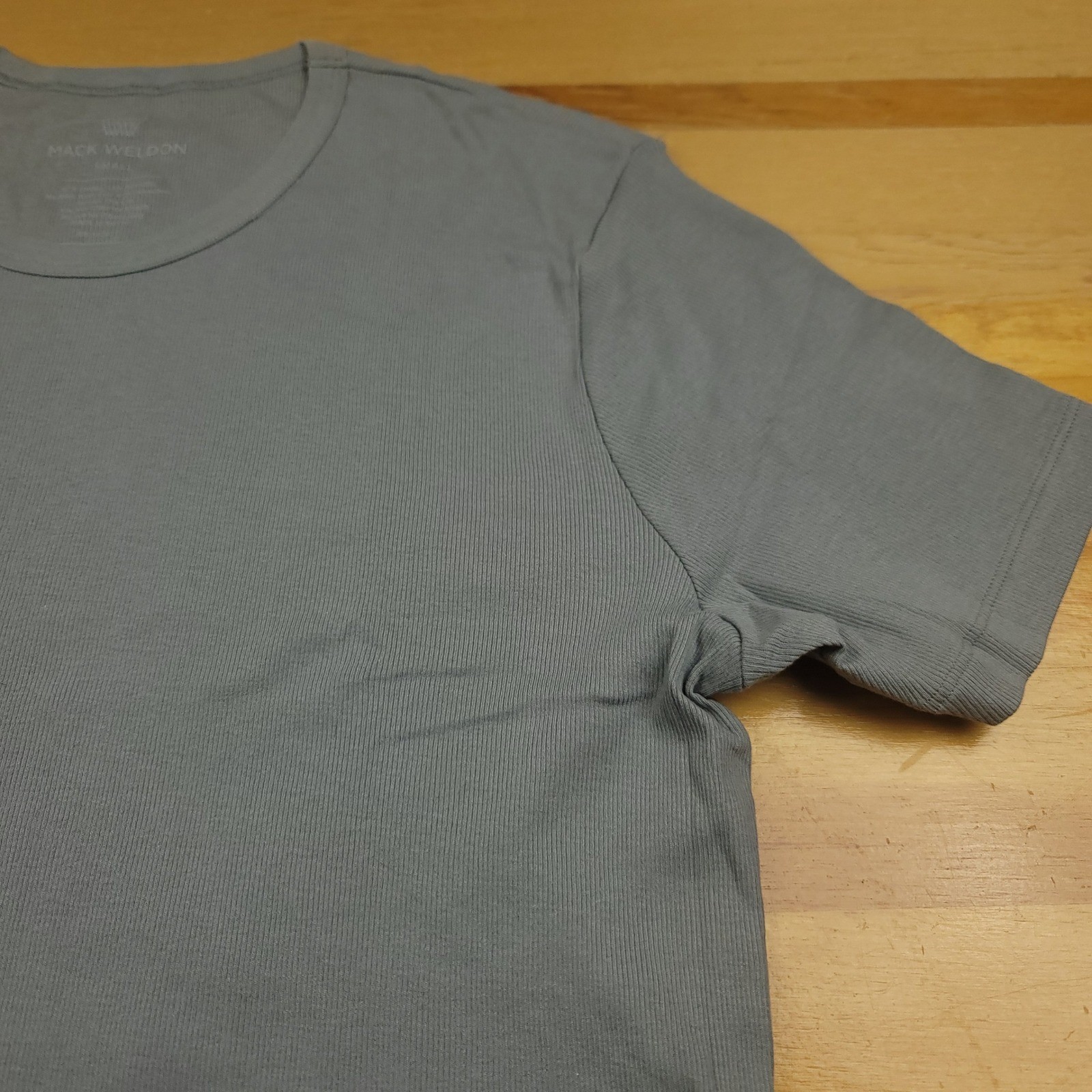 Mack Weldon Men's Ribbed Crew Neck T-Shirt Gray Short Sleeve Size Small gallery
