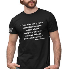 LIBERTY FOR SECURITY BENJAMIN FRANKLIN QUOTE T-SHIRT AMERICAN✔ PATRIOTIC✔ U.S.A.