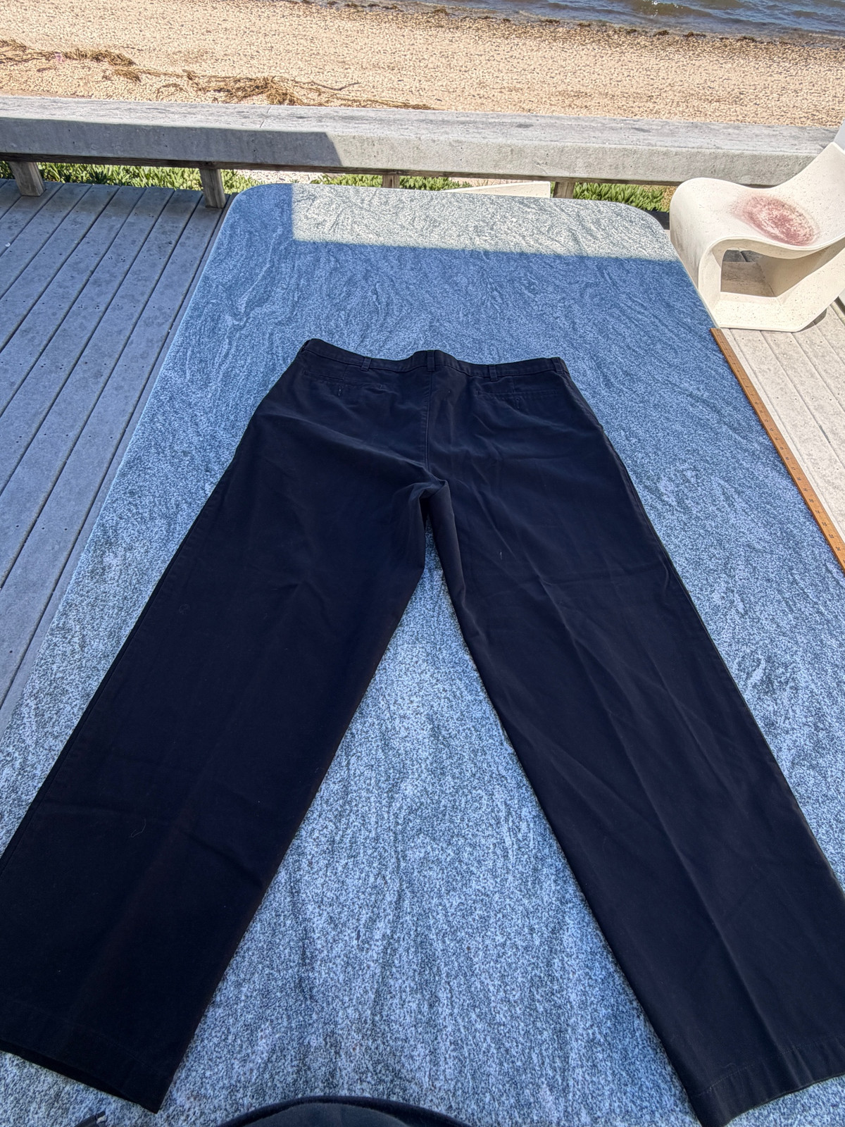 Vintage Black Cotton Unisex Trousers Classic Straight-Leg gallery