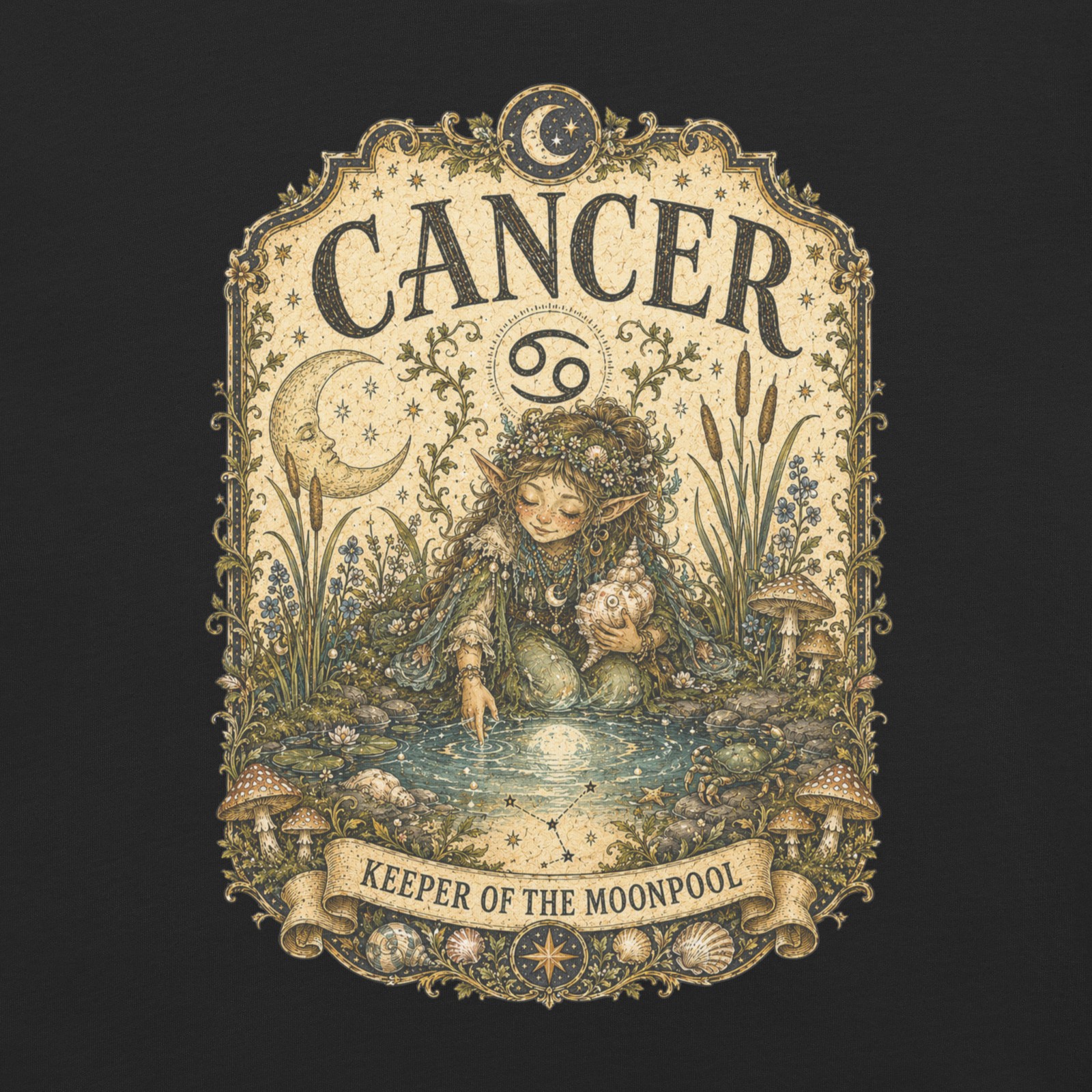 Cancer Keeper of the Moonpool Premium Comfort T-Shirt Astrology Zodiac Tee S-4XL gallery