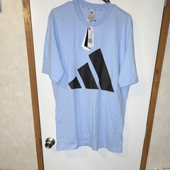 adidas LT Light Blue Black Logo Cotton Men’s T-Shirt Short Sleeve