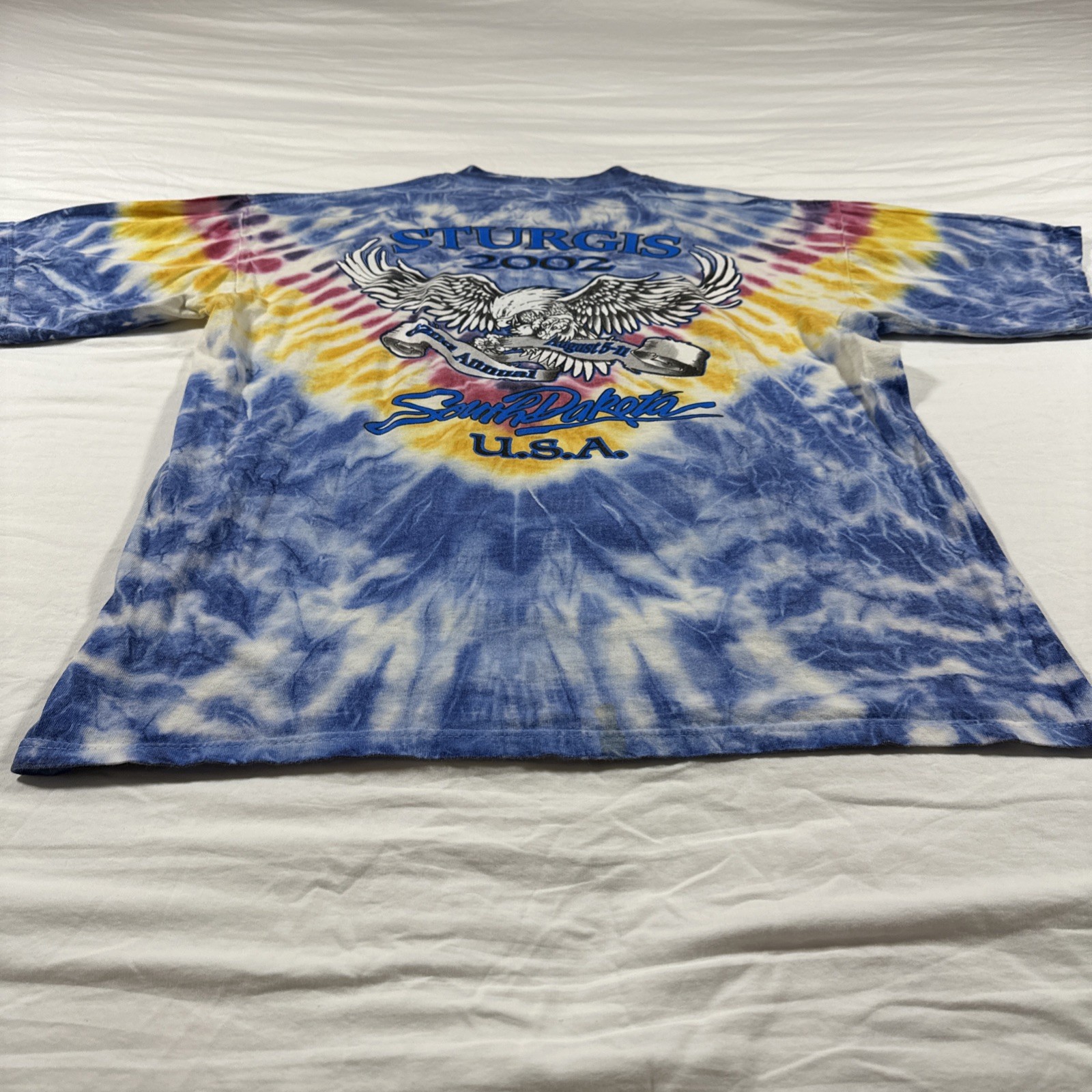 Vintage Sturgis 2002 Black Hills Rally Motorcycle Eagle Harley TieDye Large T2K gallery