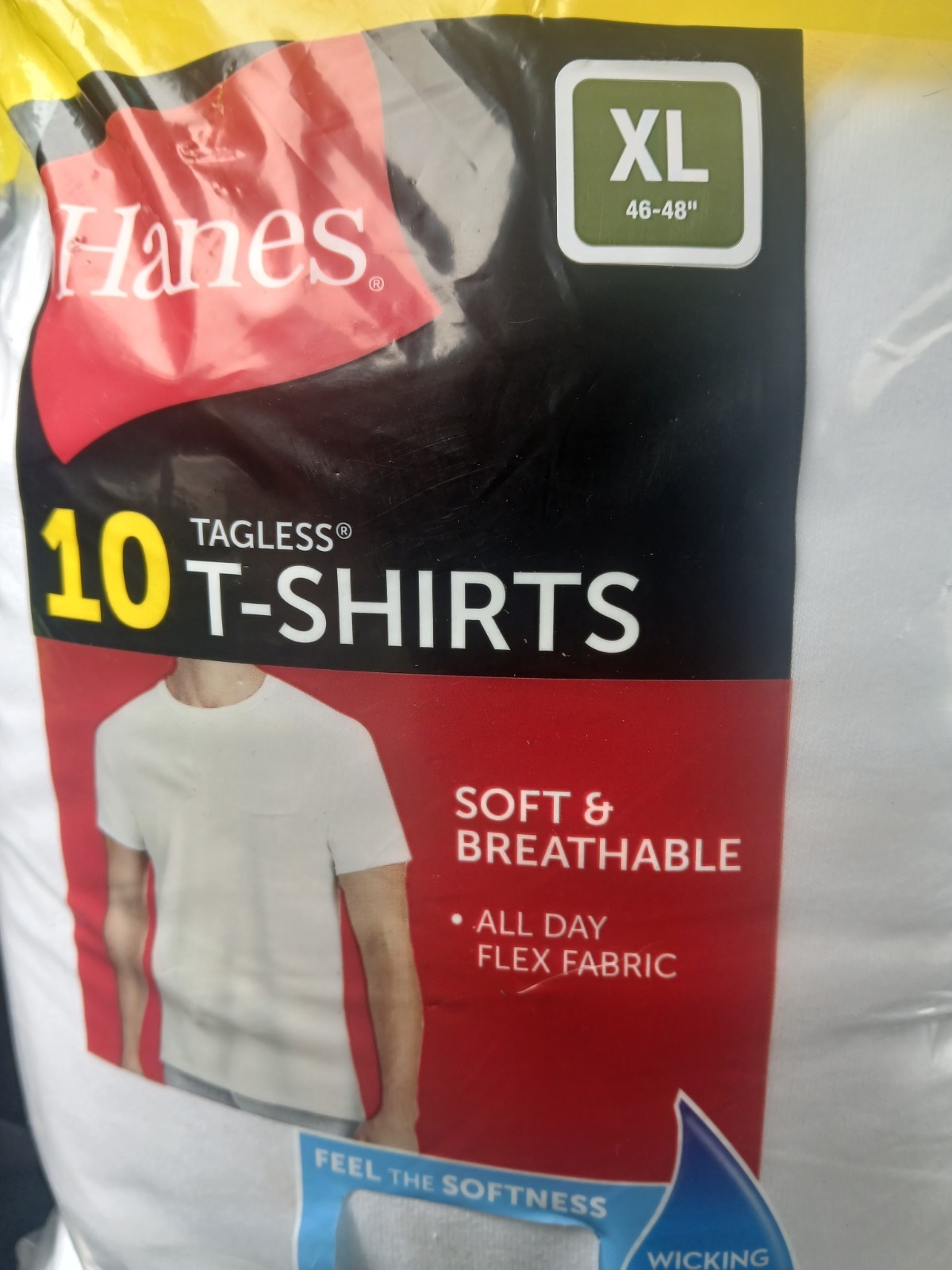🎯Hanes Super Value Pack 10 Tagless T-Shirts White Extra Large XL 46"-48" Cotton gallery
