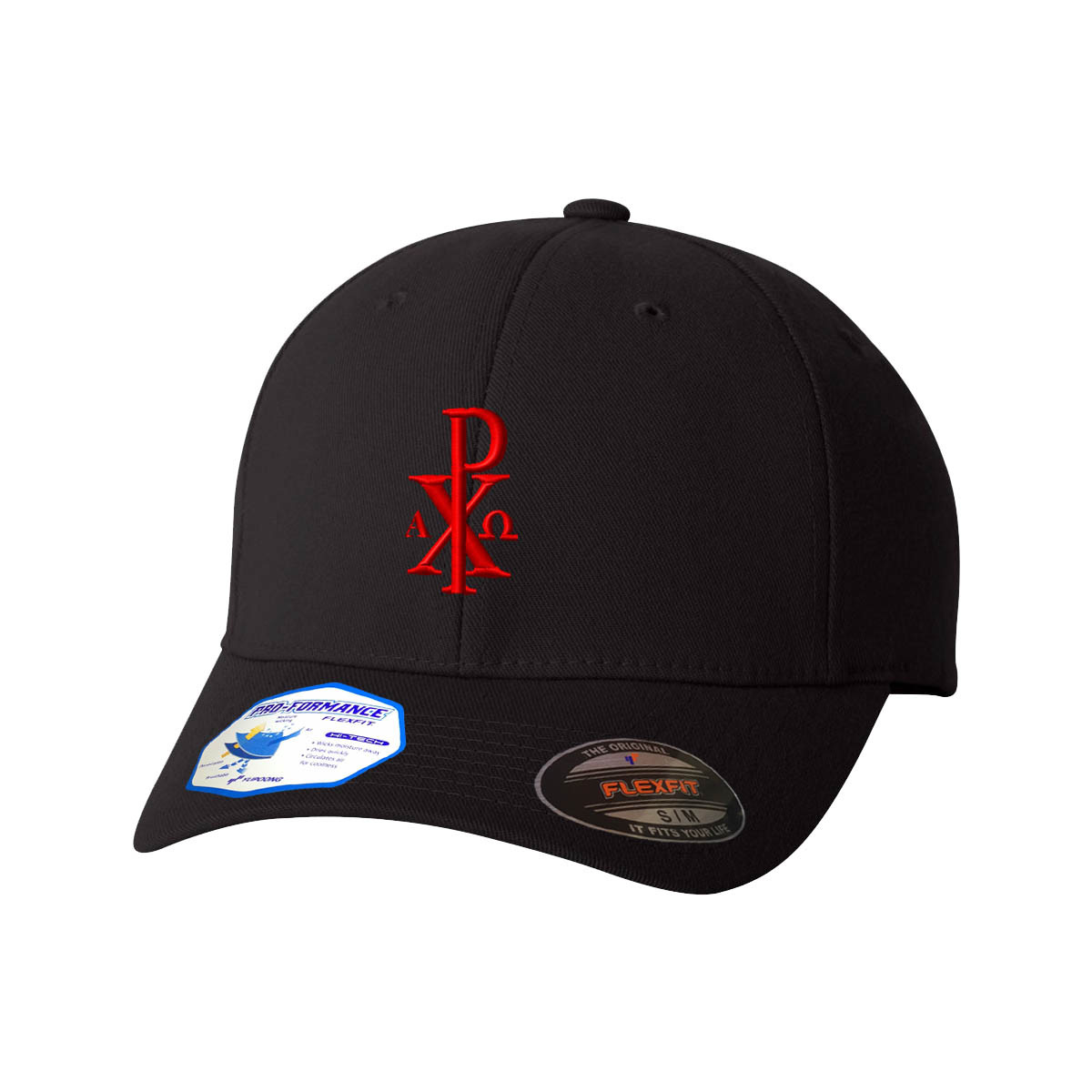 Flexfit Hats for Men & Women Chi Rho with Alpha Omega Embroidery Polyester