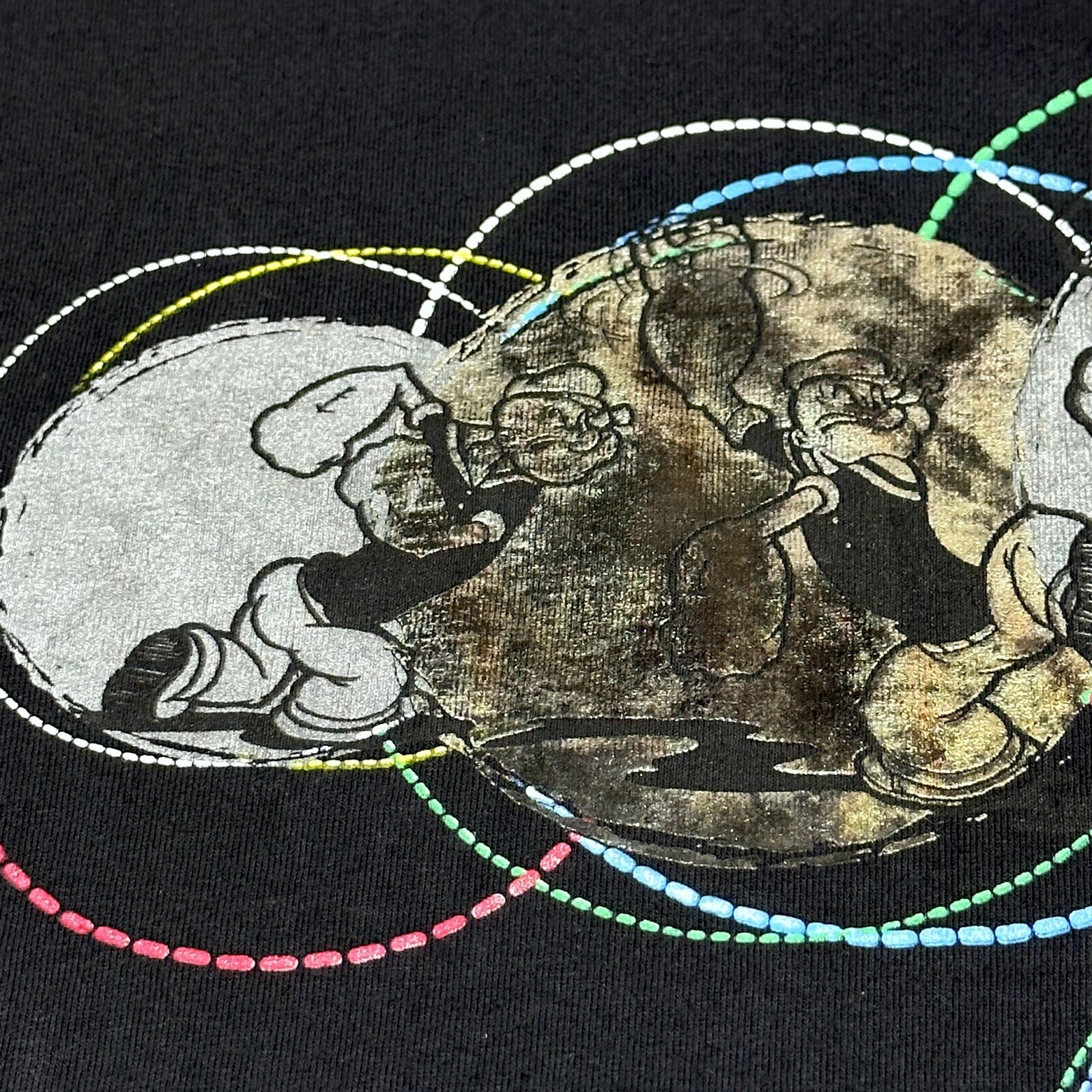 2007 Wckd Popeye the Sailor Punching Classic Cartoon T-Shirt Size Large gallery