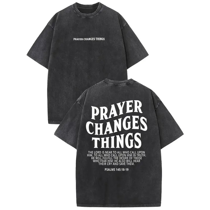Prayer Changes Everything Vintage High-Quality Patterned T-Shirt
