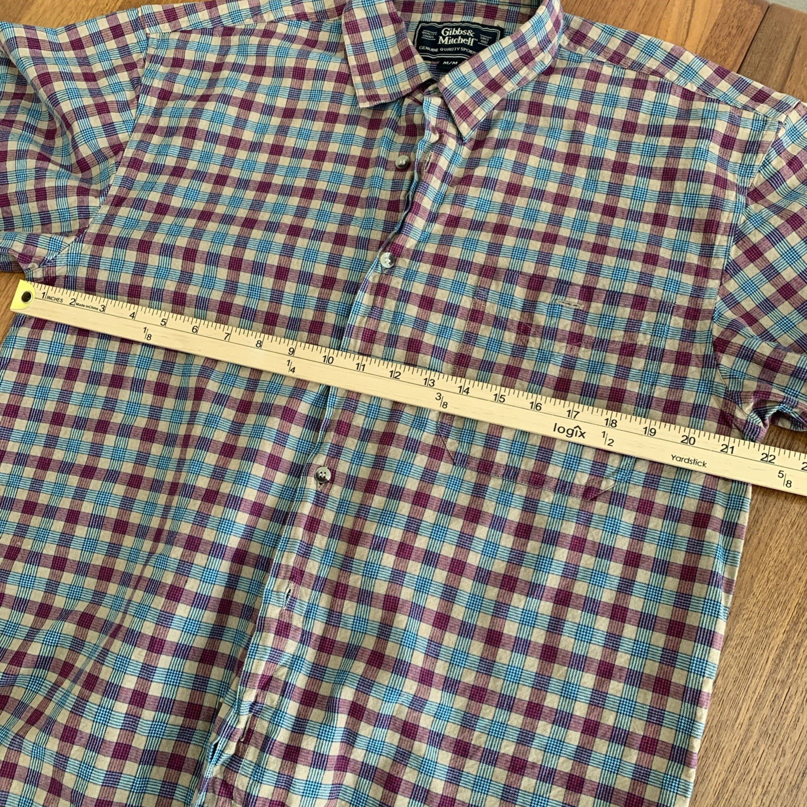 Gibbs & Mitchell Mens Button Down Shirt Long Sleeves 100% Cotton Size M gallery