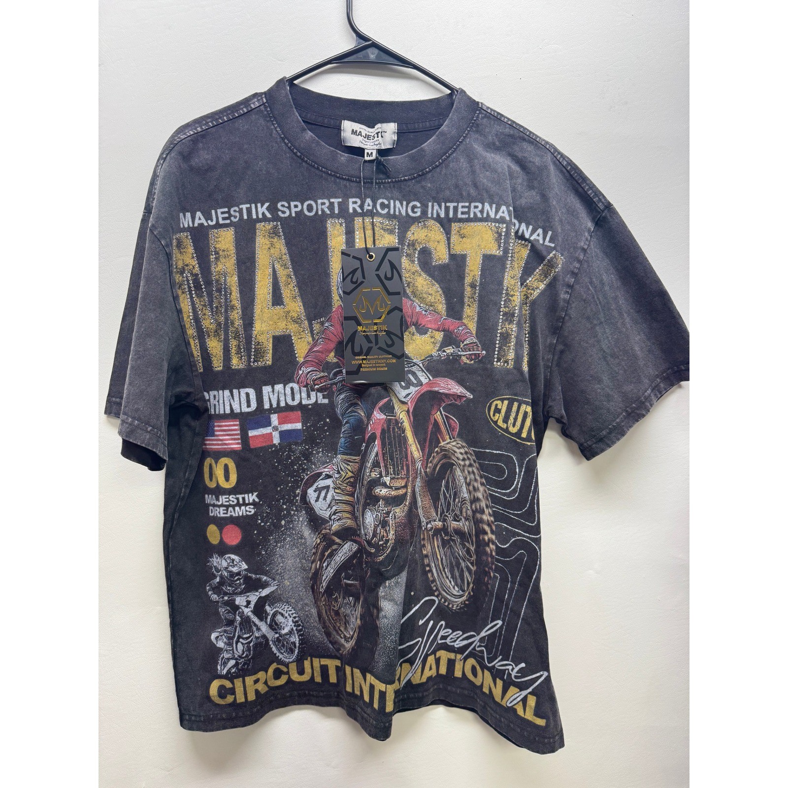 Majestik T Shirt Men Medium Black Built Different Motocross Graphic Rhinestone gallery