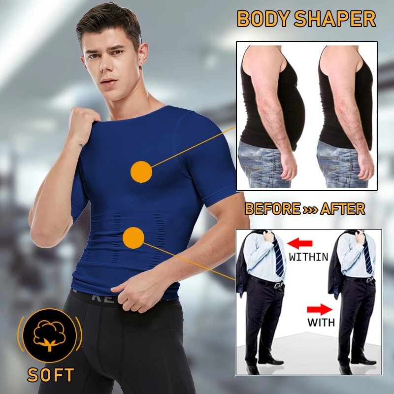 Men Compression Slimming Body Shaper Gynecomastia T-shirt Posture Corrector Vest gallery