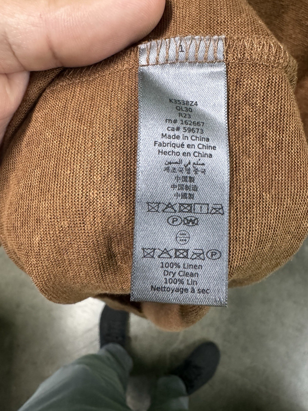John Varvatos Men’s XL Solid Brown Linen Knit Crew Neck Short Sleeve T-Shirt gallery