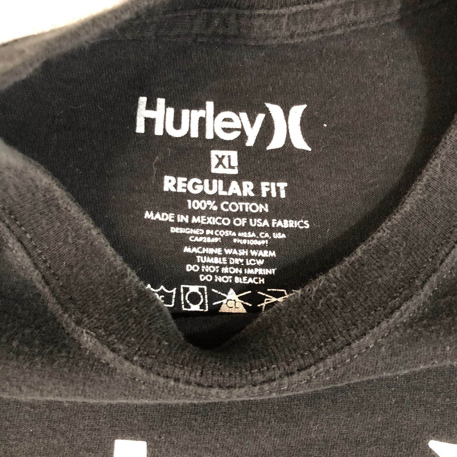 Hurley Shirt Men Extra Large Black Sports Outdoor Crew Neck Skater Surfer Tee gallery