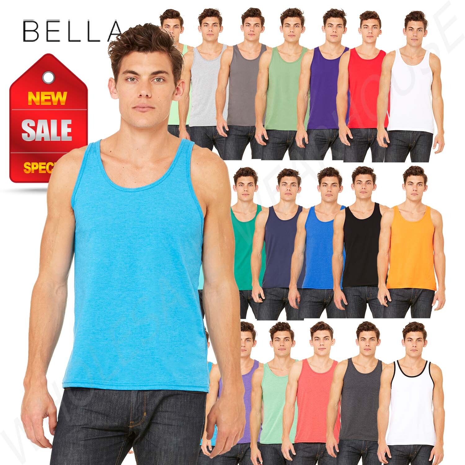 Bella Canvas Premium Unisex Triblend Jersey Sleeveless XS-XL Tank Top R-3480