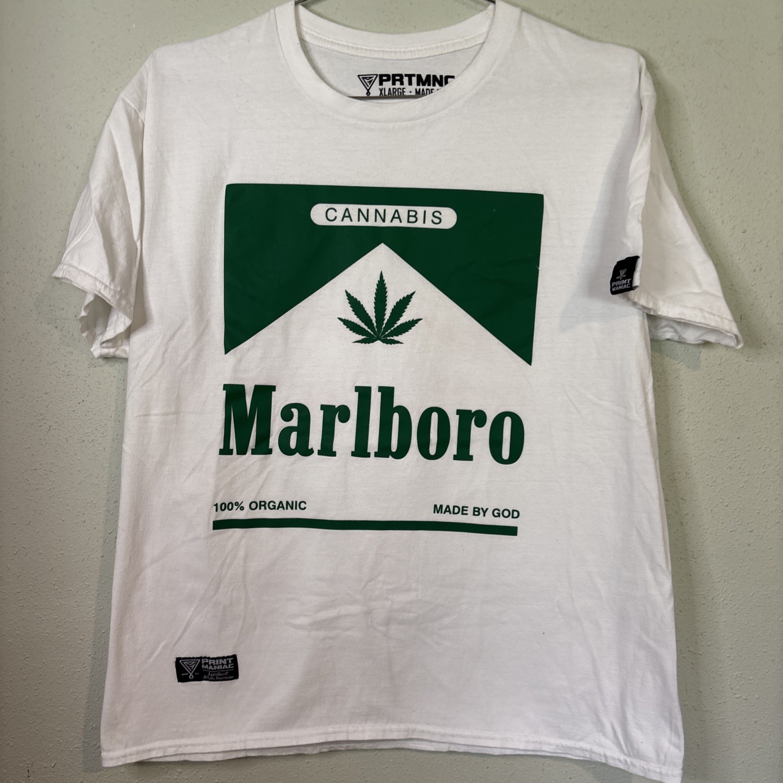 Maniac Printing Cannabis Marlboro Made By God Shirt XL Made In PH