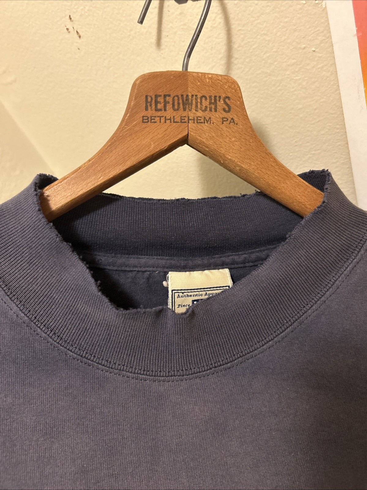LEE vintage 90s SUN FADED Distressed Navy Long Sleeve GRUNGE Mock Neck Shirt XL gallery