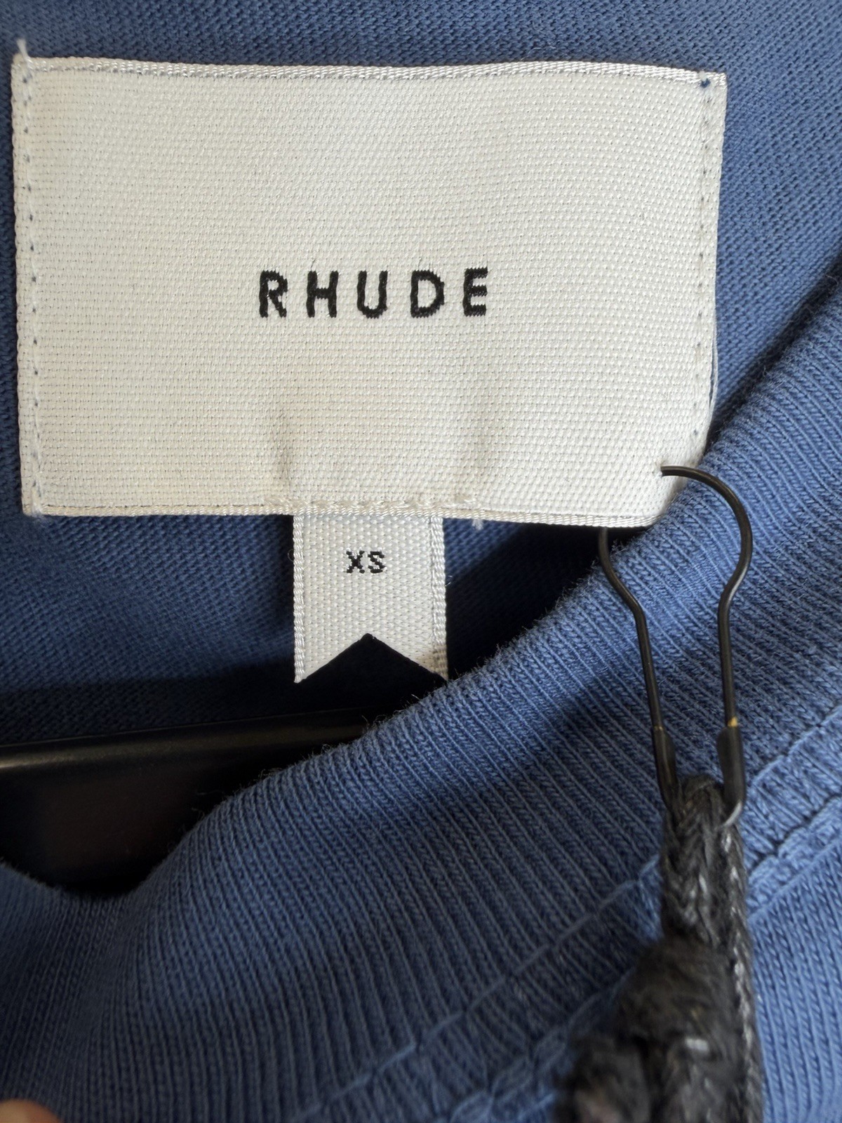 RHUDE REVERSE TEE BLUE SCRIPT LOGO T-SHIRT MEN'S XS-MSRP $315 gallery