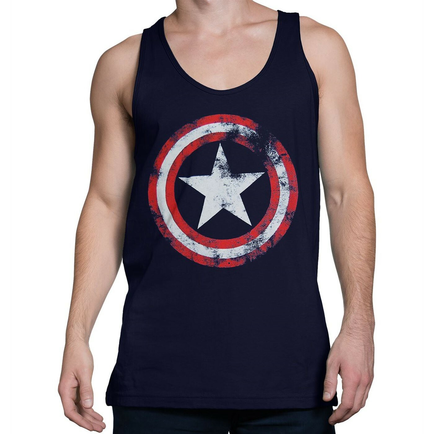 Captain America Distressed Navy Blue Tank Top Blue gallery