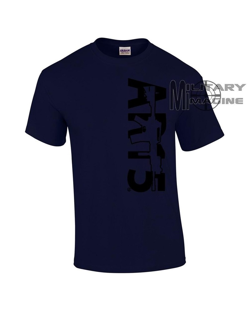 AR-15 Navy T-Shirt US Flag Back M4 Front Military Army color Logo Rifle Gun
