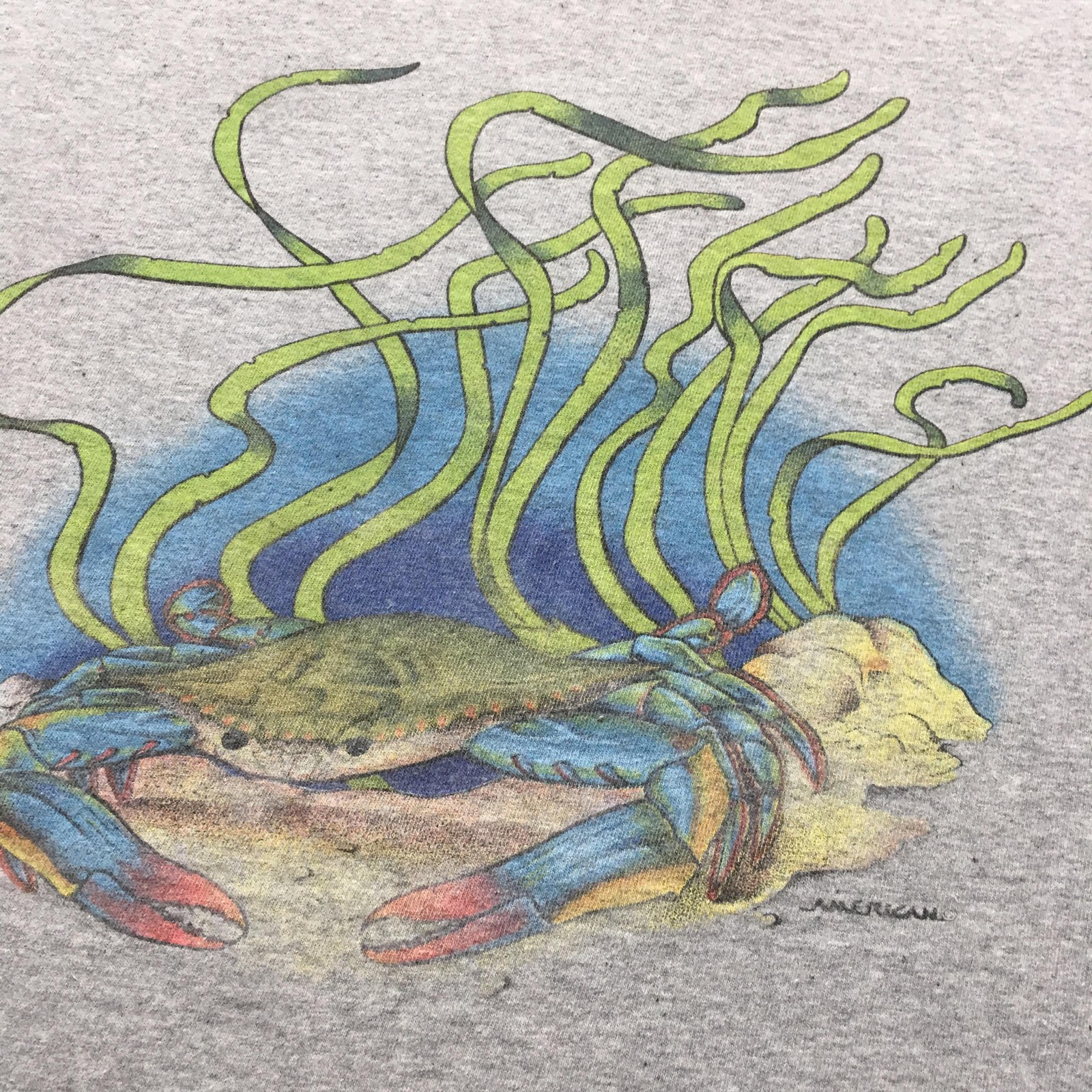 Vintage Delta T-Shirt Mens XL Gray Crab Ocean Sea Life Graphic Tee Made in USA gallery