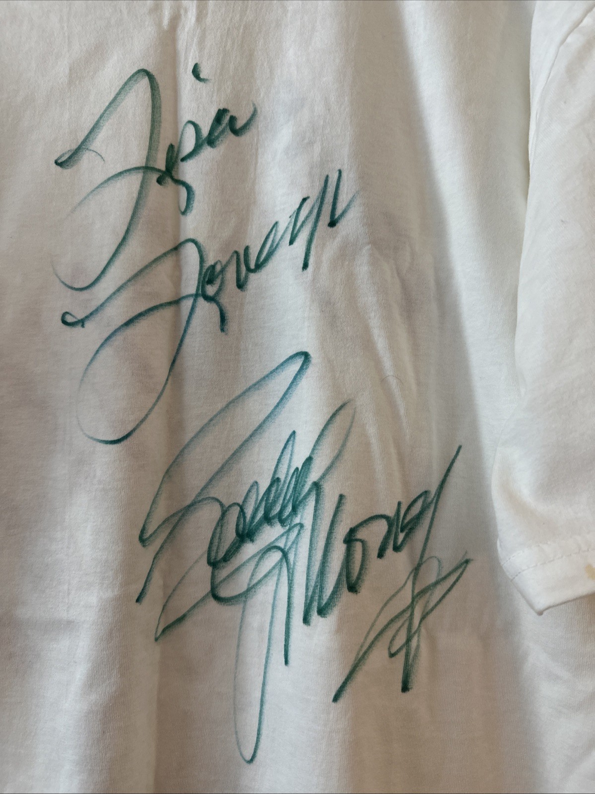 2001 Eddie Money Graphic White Tour Tee Personalized Autographed Back, Size L gallery