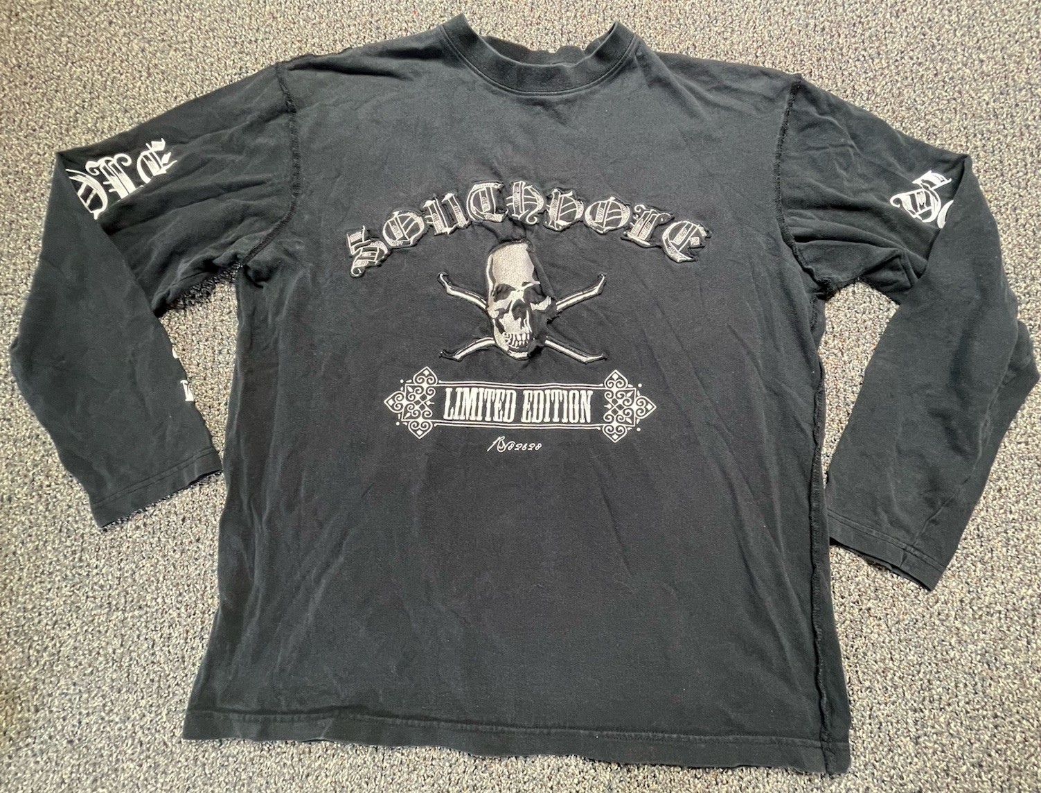 Vintage Southpole Y2K Limited Edition Graphic Skull Long Sleeve Large Black Rare gallery