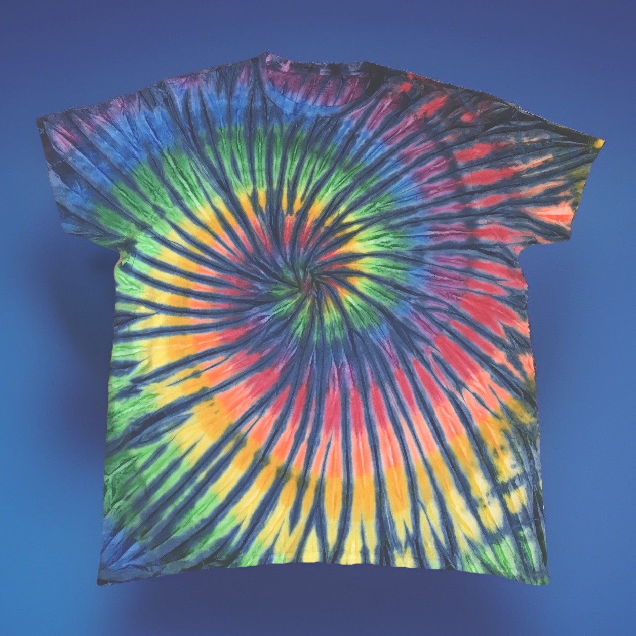 *New* 2XL - Sm Handmade Tie Dye, Spectrum Navy Rainbow, Crew or V-Neck gallery