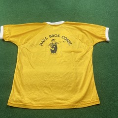 Vintage Hays Bros Construction Jersey Shirt Mens L Yellow 70S 80S Mesh Shirt USA
