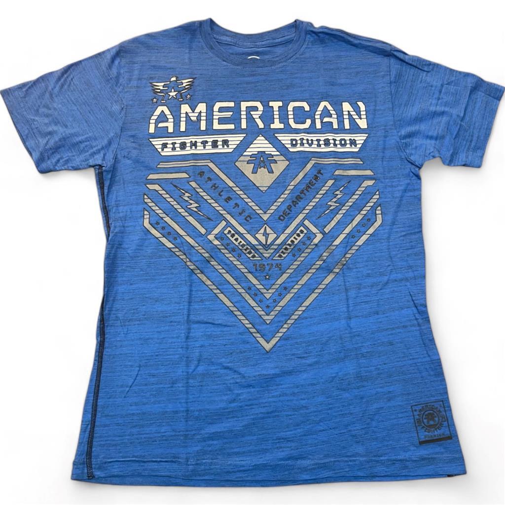 New Men's American Fighter Premium Athletic MMA Blue T-Shirt XS-4XL gallery