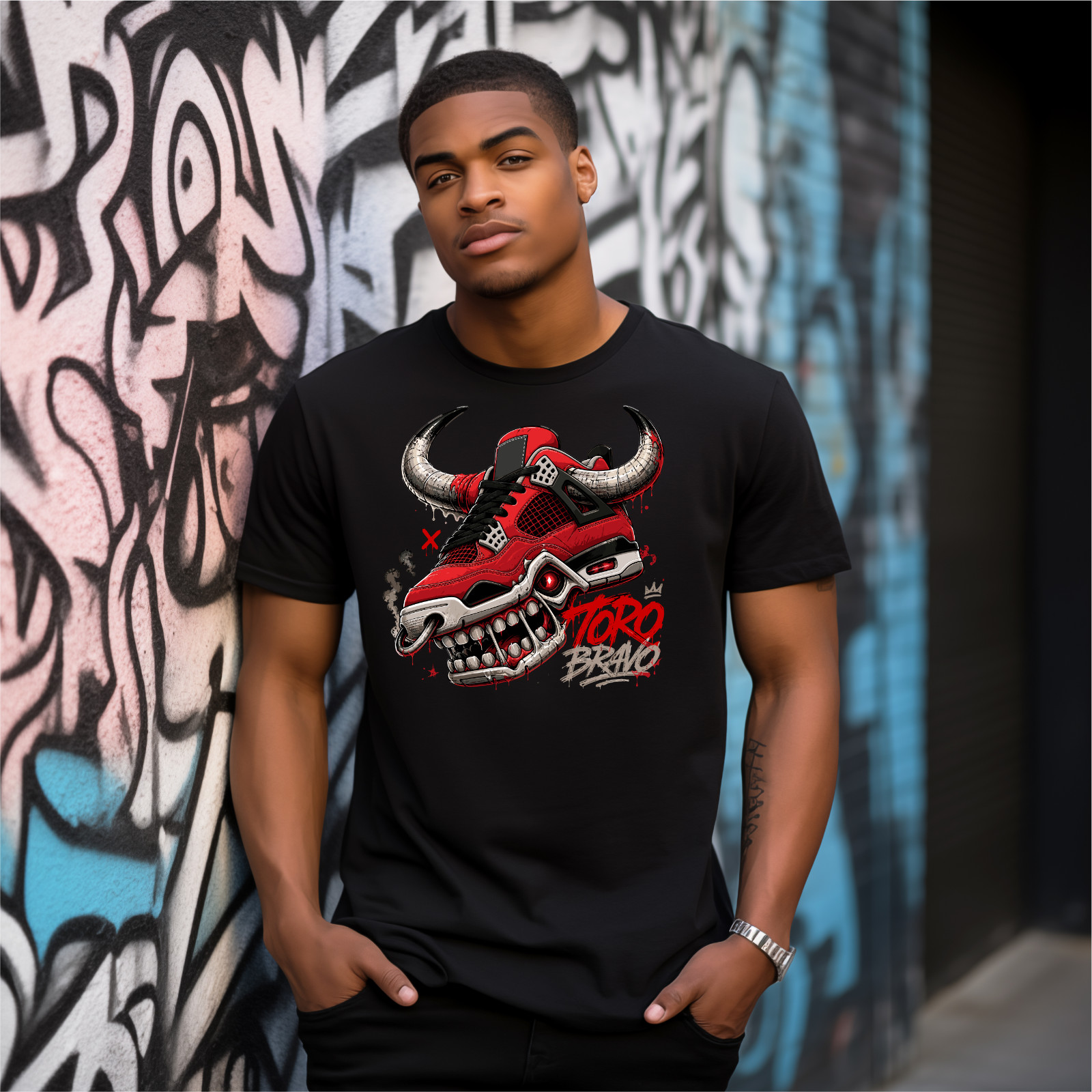 Shirt To Match Jordan 4 Toro Bravo Sneaker Tees-TORO Black Unisex Tees gallery