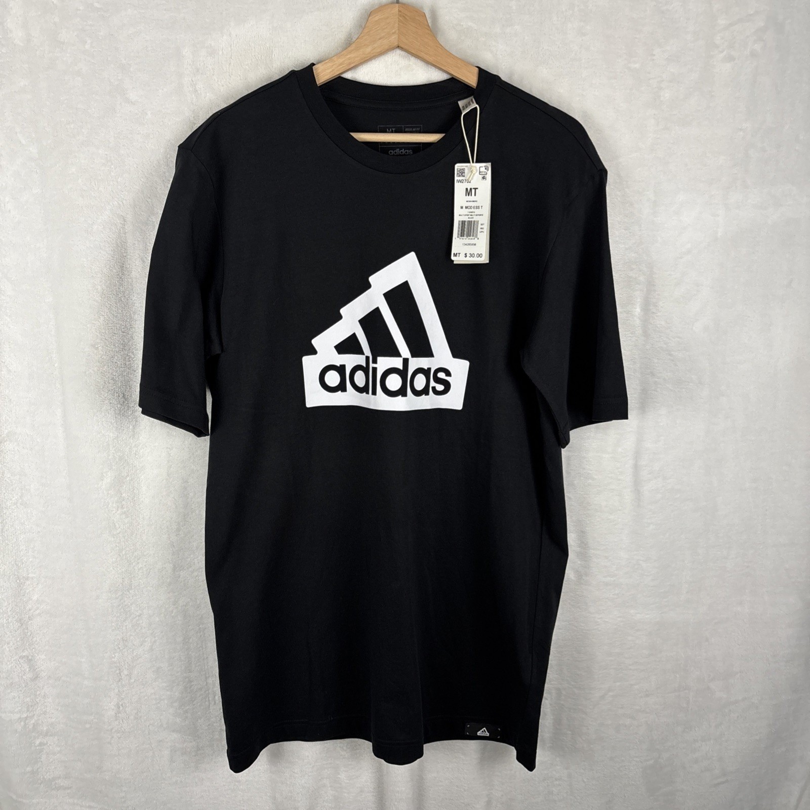 adidas Men’s Black White Modern Essentials Graphic Tee (IW2702) Medium Tall NWT