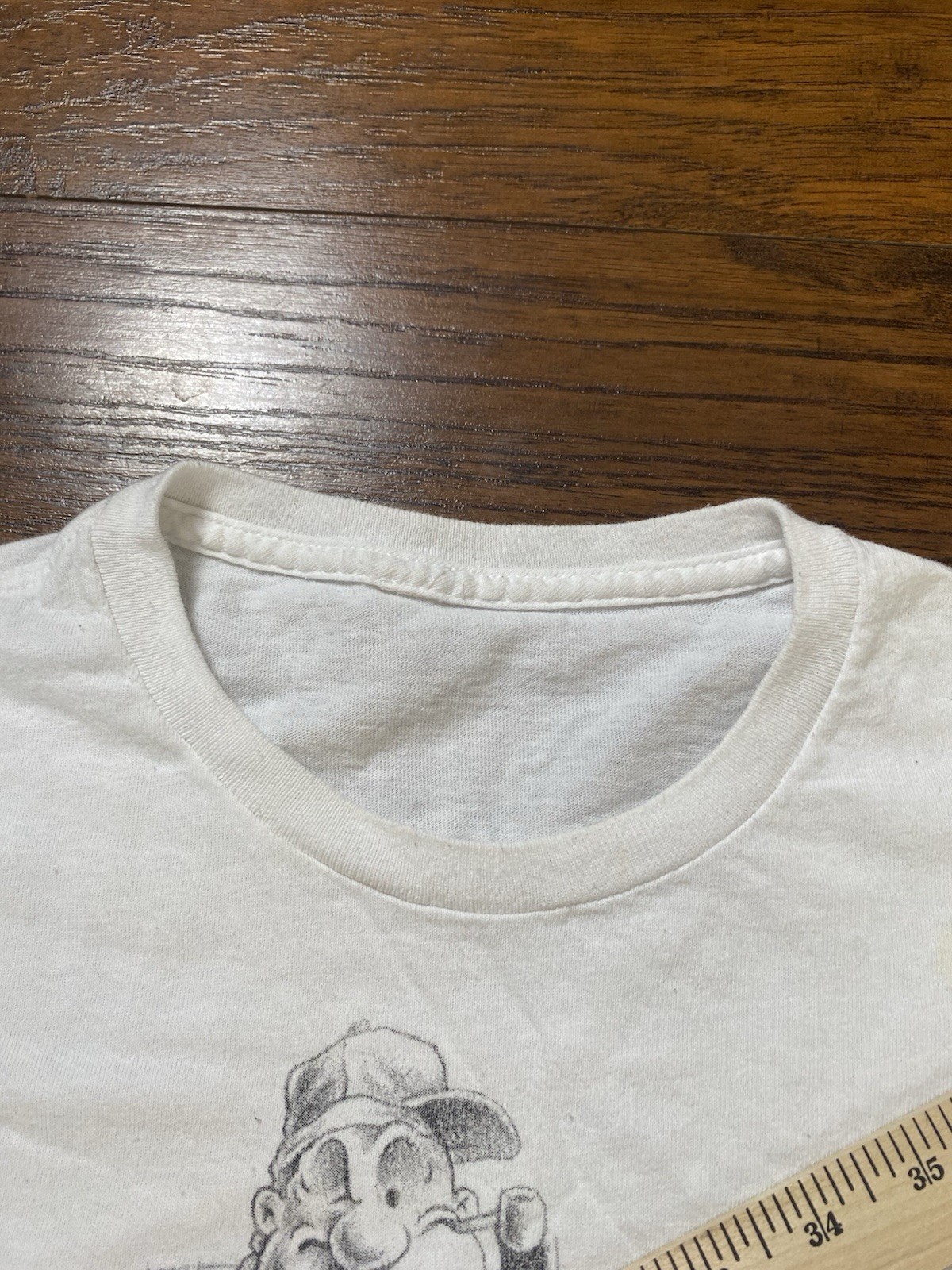 Vintage Popeye Shirt Mens Small White Thug Gangster Sailor Walking Dog 2010 Y2K gallery