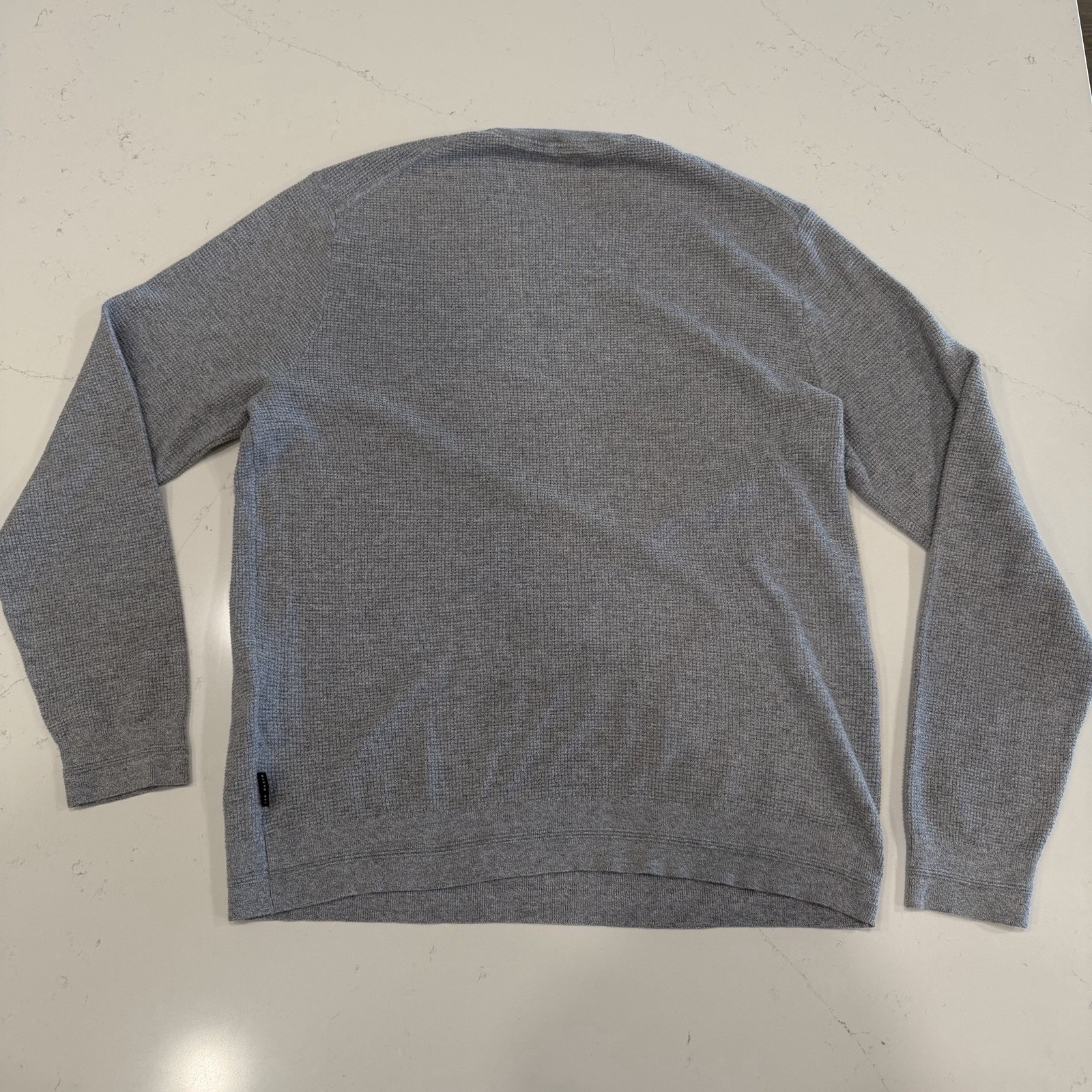 Ted Baker Men's Waffle Knit Crewneck Long Sleeve Shirt in Heather Gray gallery