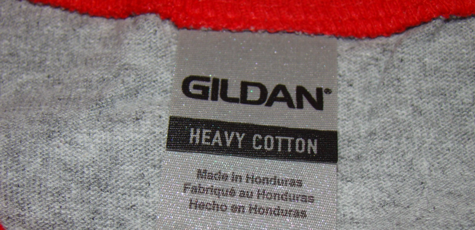 Gildan Adult Heavy Cotton 3/4 Baseball Raglan Sleeve Red/Gray Red/White T Shirt gallery