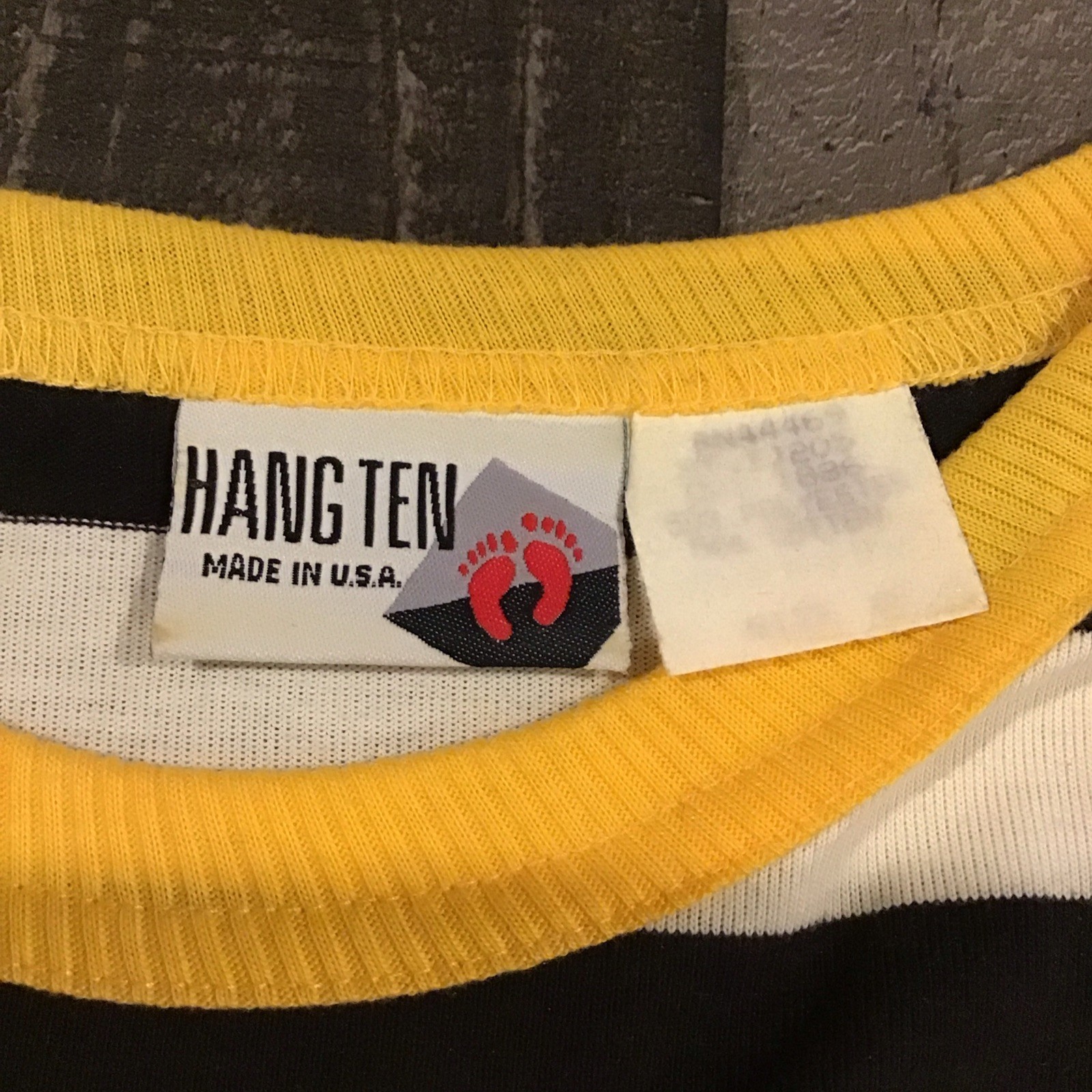 Vintage Hang Ten T-shirt 80s 90s Board Stripes Pocket MADE IN USA Surfer L Surf gallery