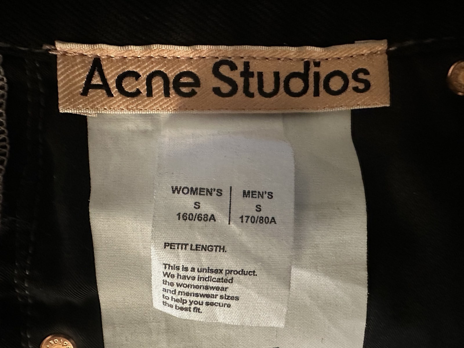 Acne Studios Black Denim Wide Leg Jeans Button Fly High Rise Excellent gallery
