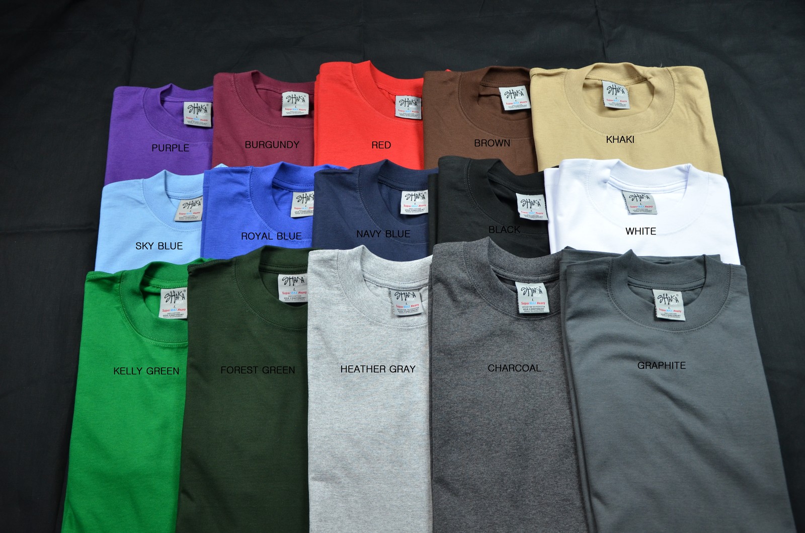 2 NEW SHAKA WEAR SUPER MAX HEAVY WEIGHT T-SHIRTS COLOR TEE PLAIN XL 2PC gallery