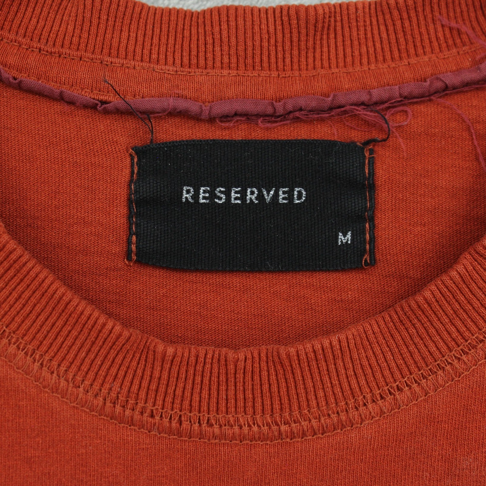 Reserved Shirt Mens Medium Orange Zipper Pocket Crew Sporty Casual Rust Orange gallery