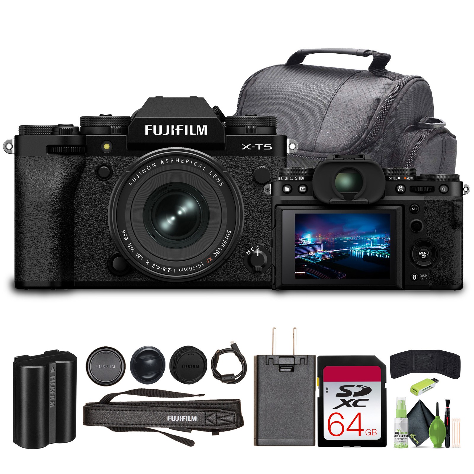 Fujifilm X-T5 Mirrorless Camera With XF 16-50mm f/2.8-4.8 Lens (Black) Bundle