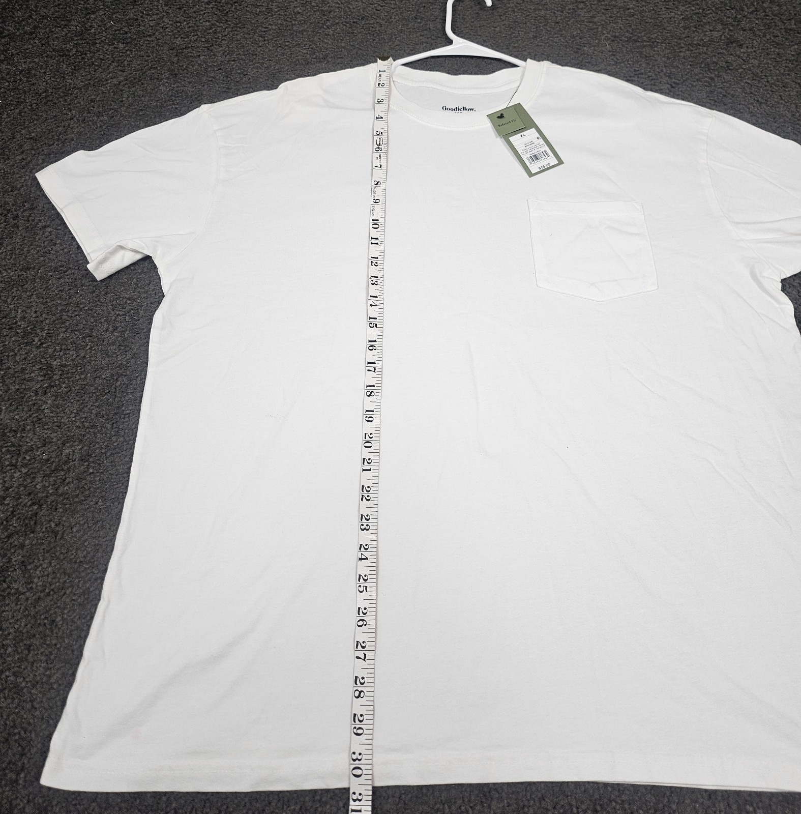 Men's Crew Neck T Shirt XL White "Pack of 2" Pocket Relaxed Fit Goodfellow Co gallery