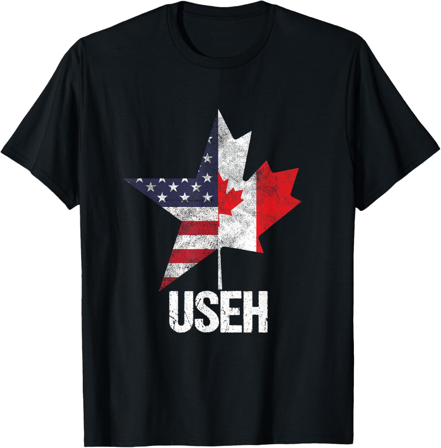 Half Canadian American USEH Canada USA Flag United States T Shirt gallery