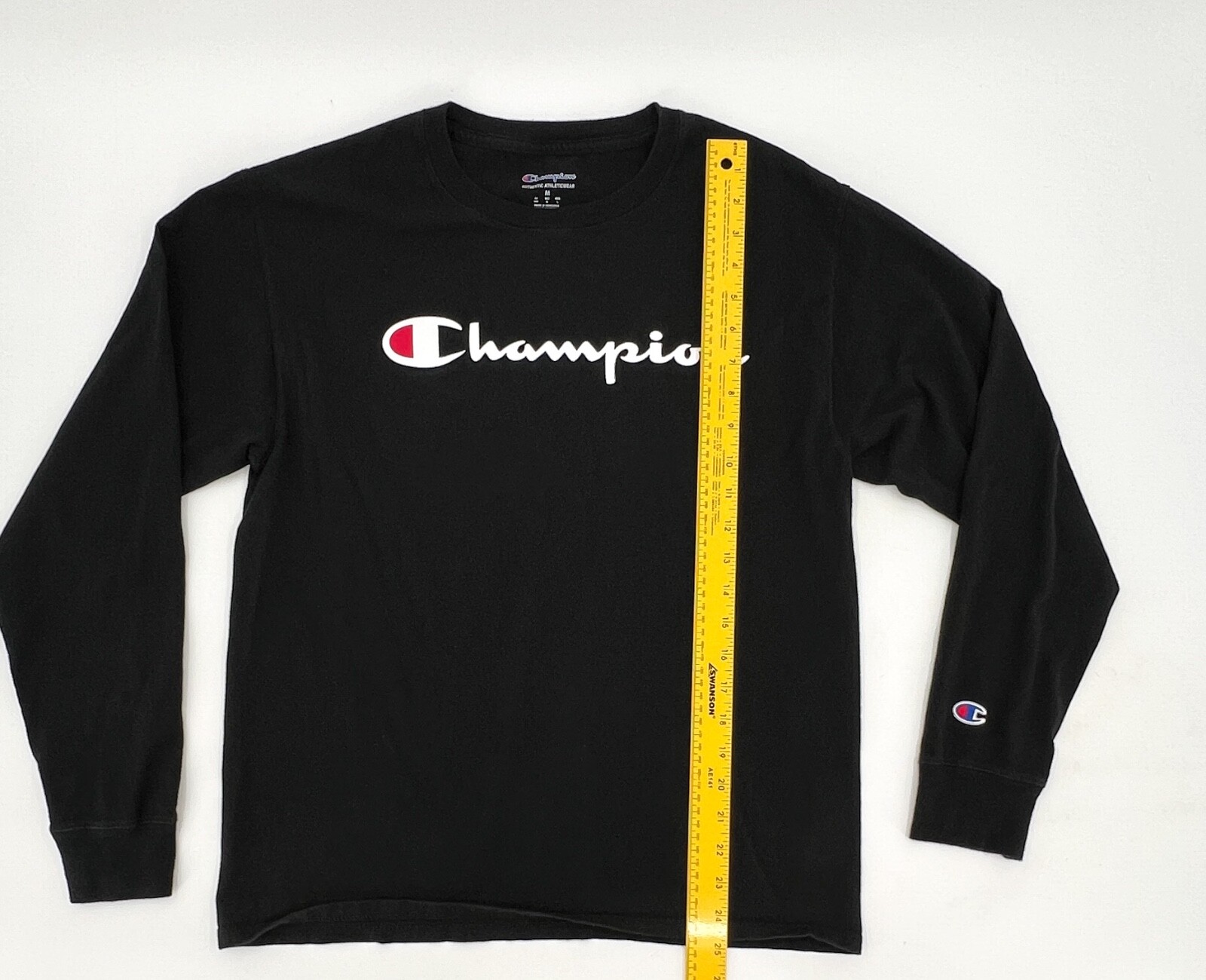 Champion Shirt Men Teens Medium Black Long Sleeve Pull on Logo gallery
