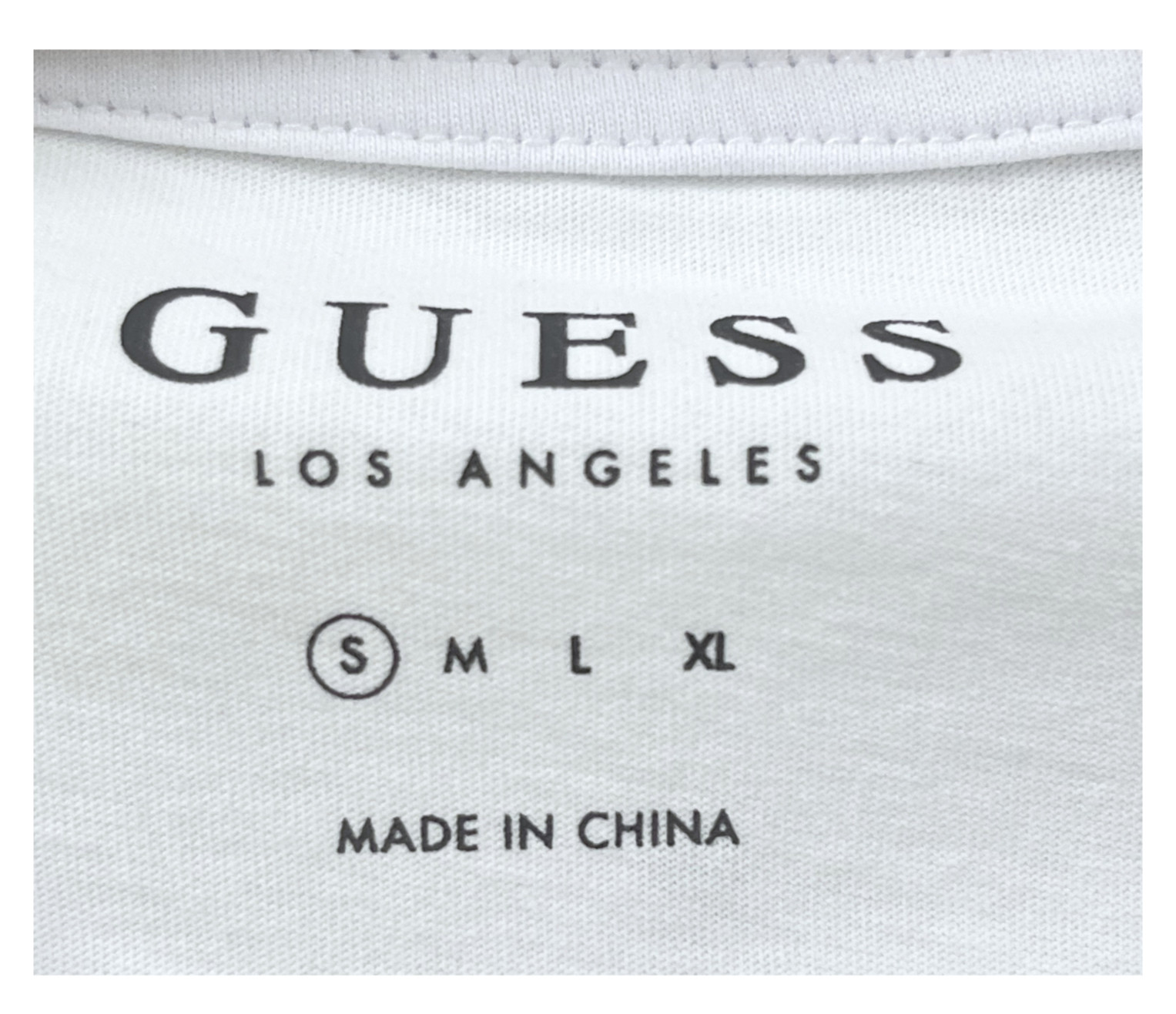 NWT GUESS Los Angeles Men’s White Logo Tape T Shirt Crew Neck Size S gallery