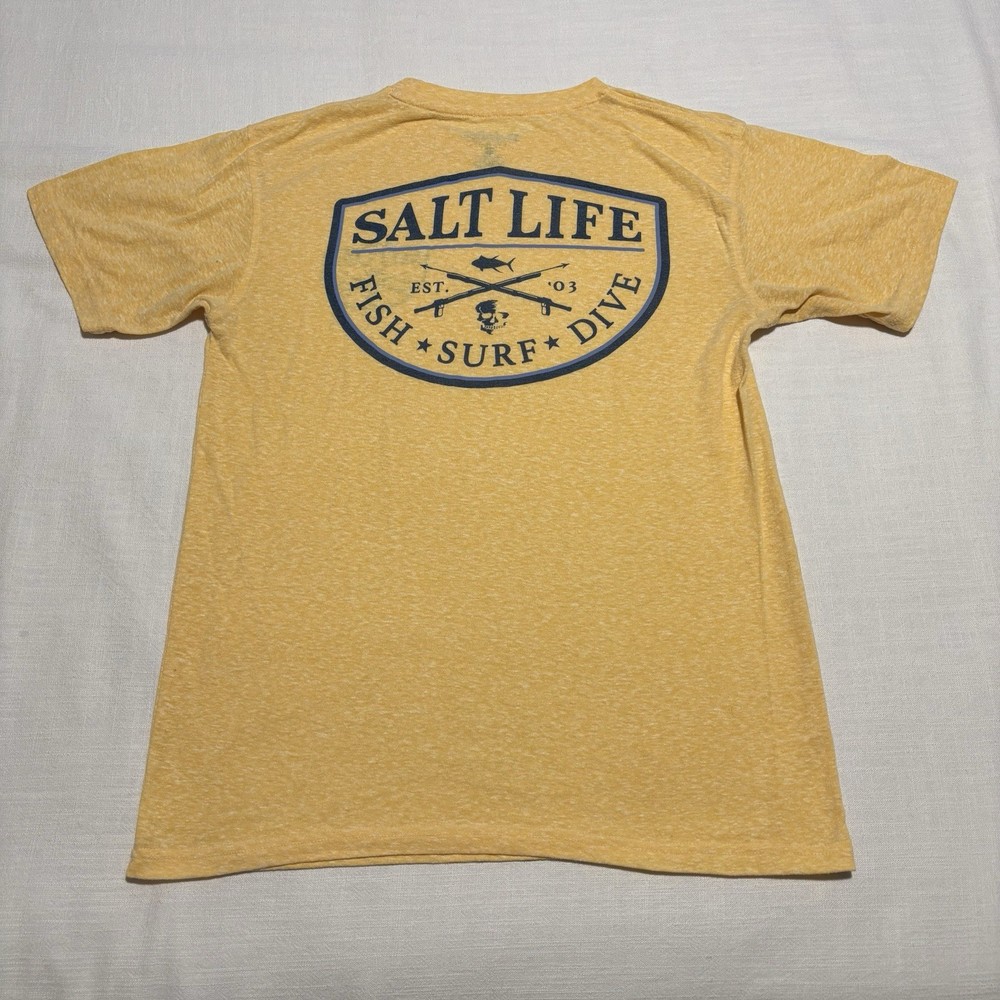 Men’s Salt Life Fish Surf Dive Tee | Yellow | Sz Medium | Outdoor Fishing Shirt