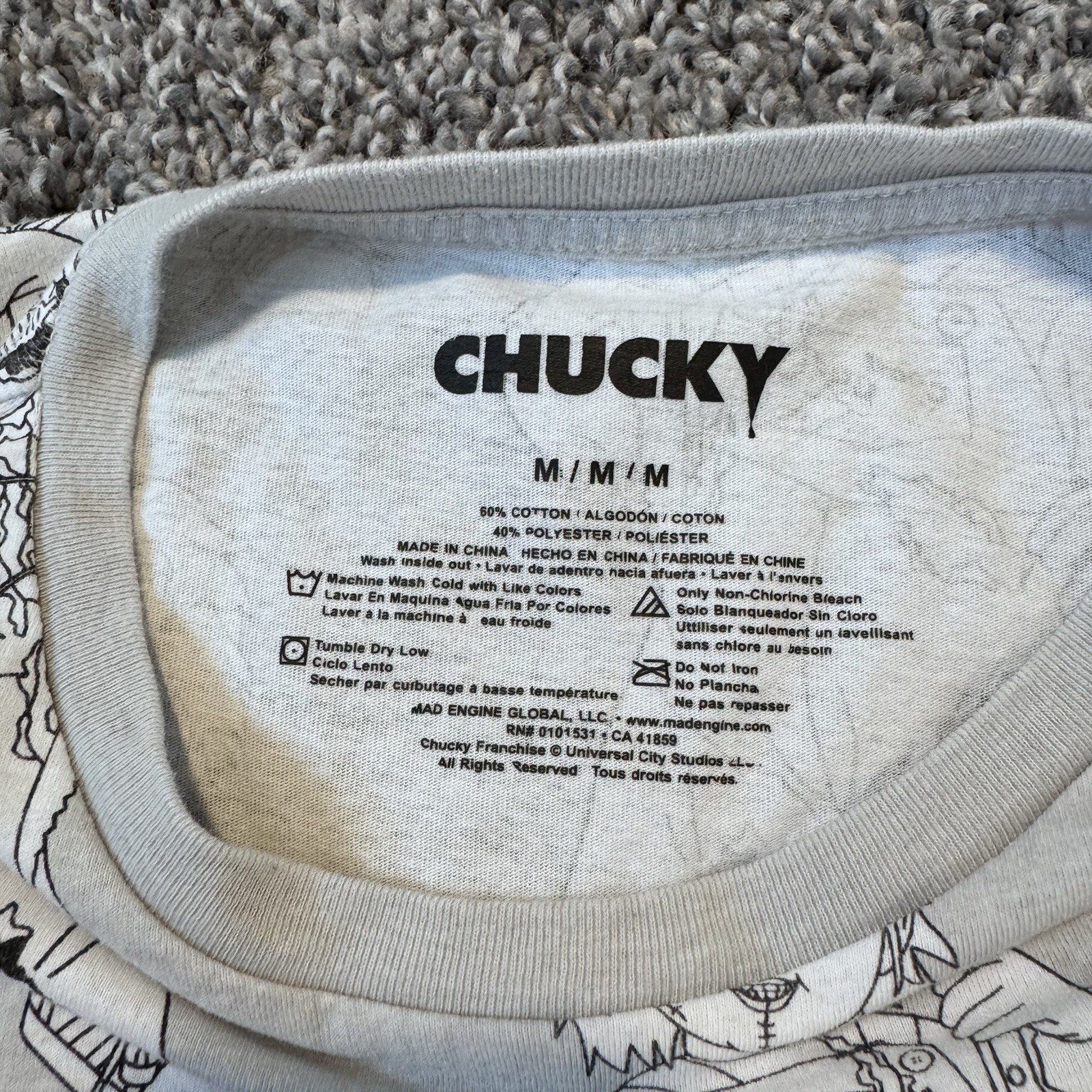Men's Chucky All-Over Print Graphic T-Shirt Size Medium Cotton Blend gallery