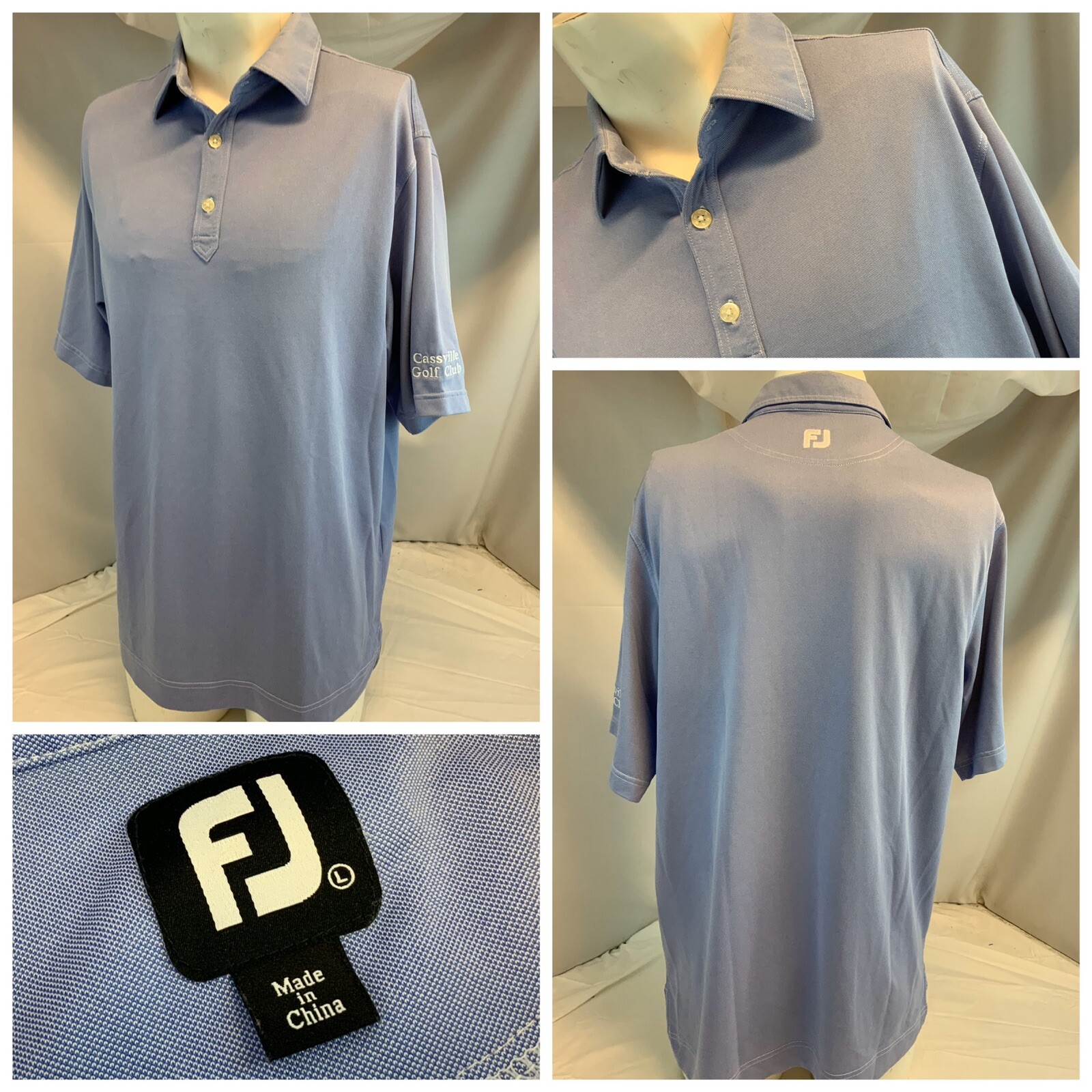 FootJoy Golf Polo Shirt Men’s L Light Blue Poly Cassville Golf Club YGI C0-575